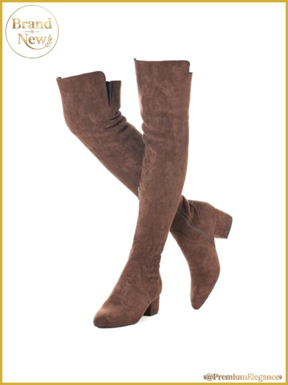 Women Faux Suede Over Knee Thigh High Boots 2 Inch Block Low Heel